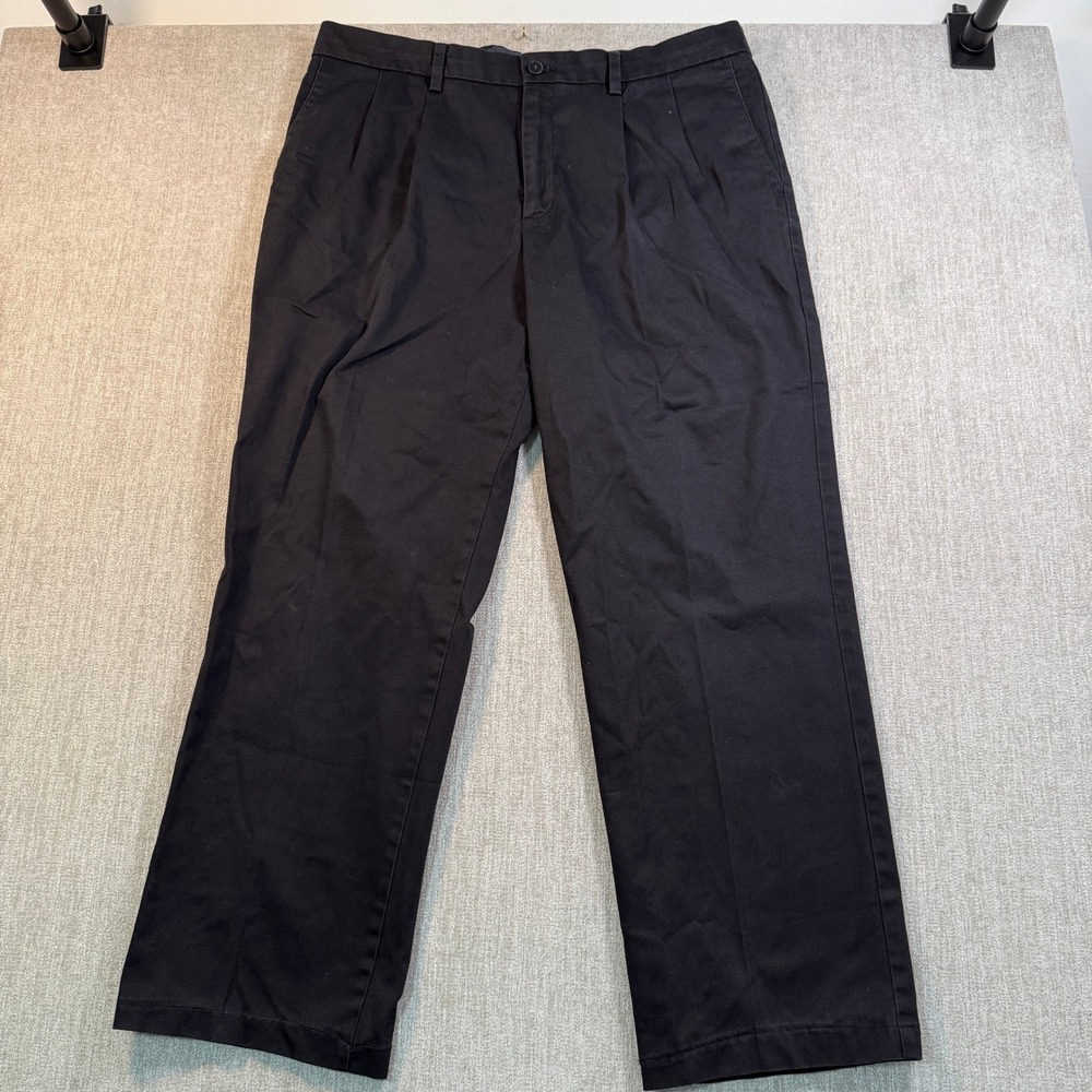 Dockers Mens Signature Khaki Classic Fit Flex Comfort Pants Black W38 L34
